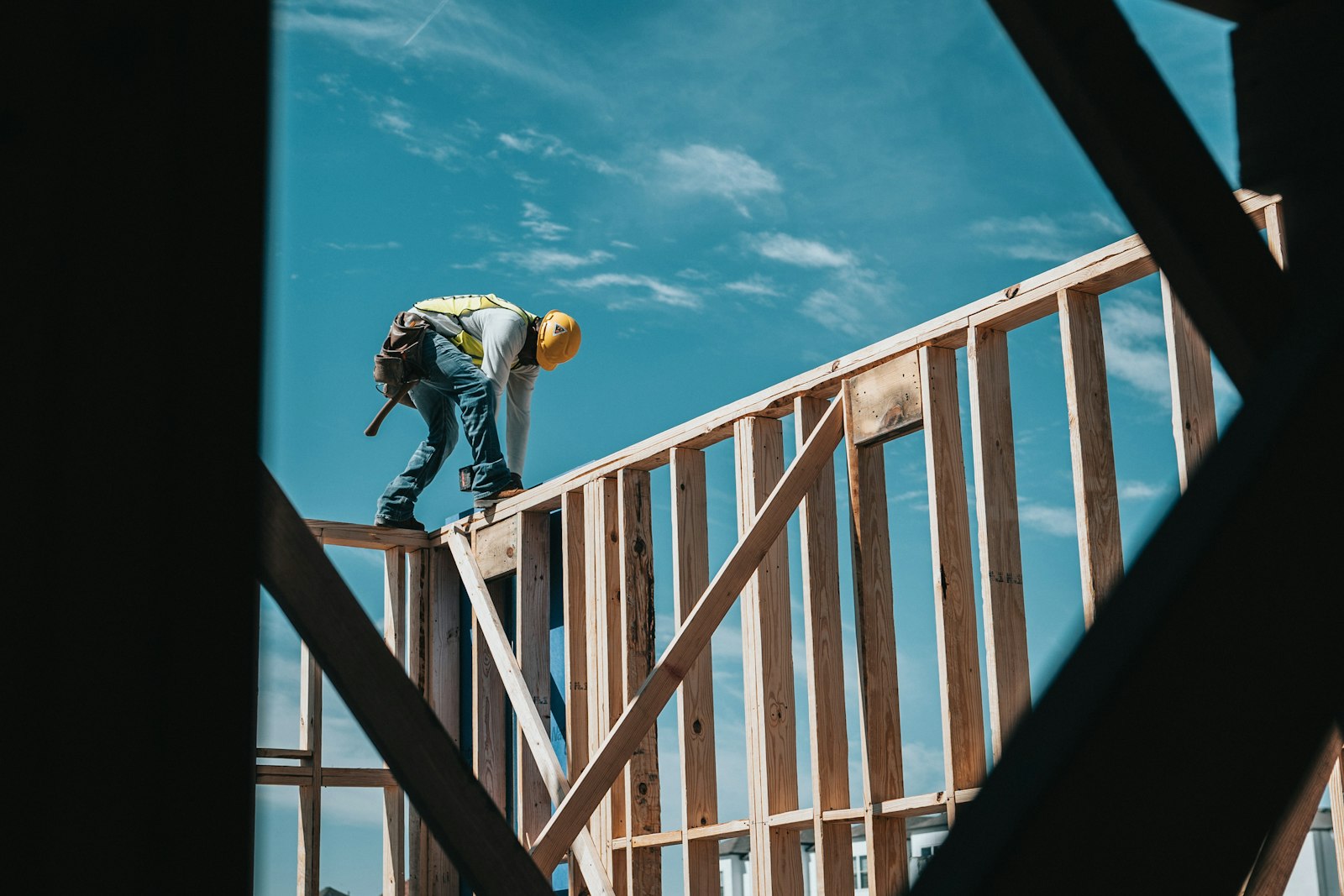 Carpenter framing a residential structure